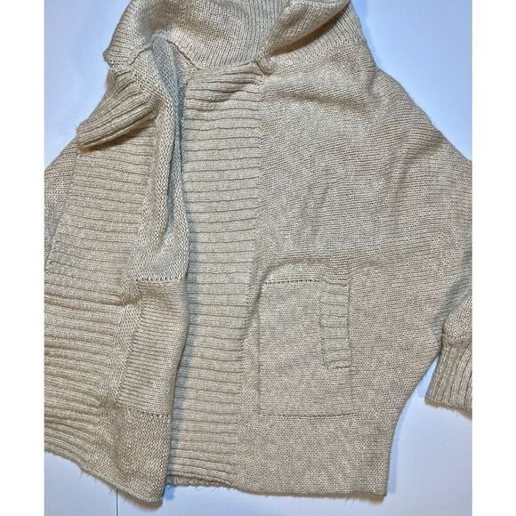 Lush Brand Chunky Oatmeal Color Collared Open Sweater w Pockets Size Large - Picture 3 of 9